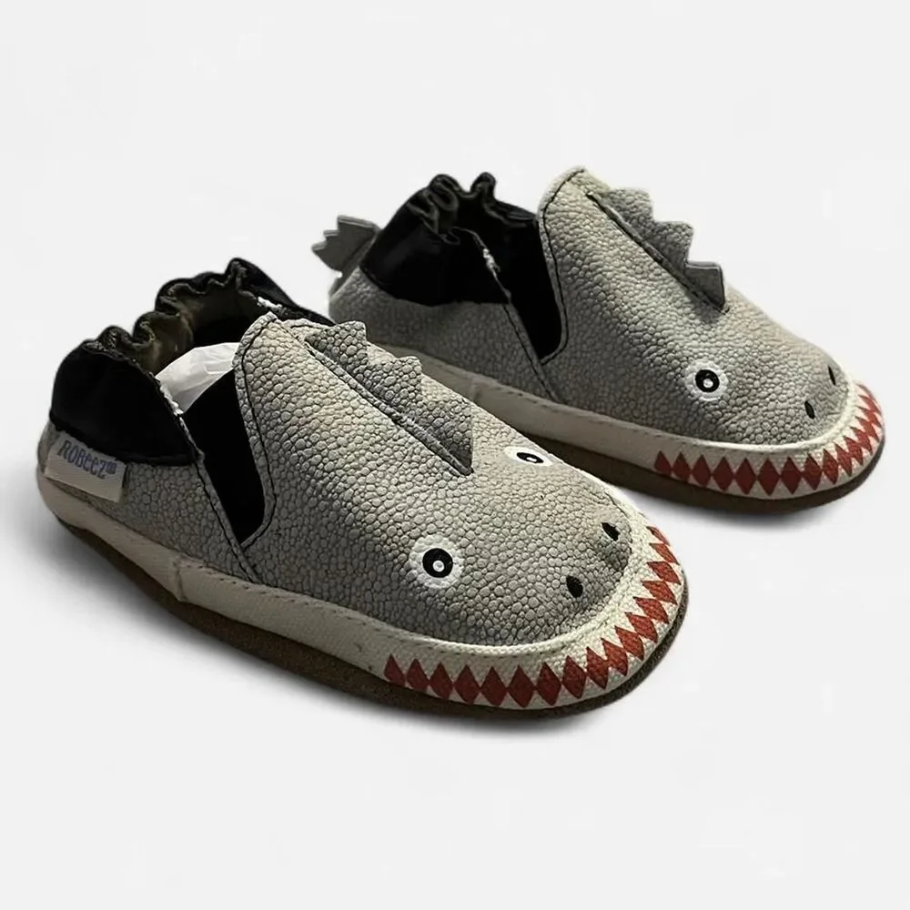 Robeez Men's Grey and White First-shoes-baby-shoes